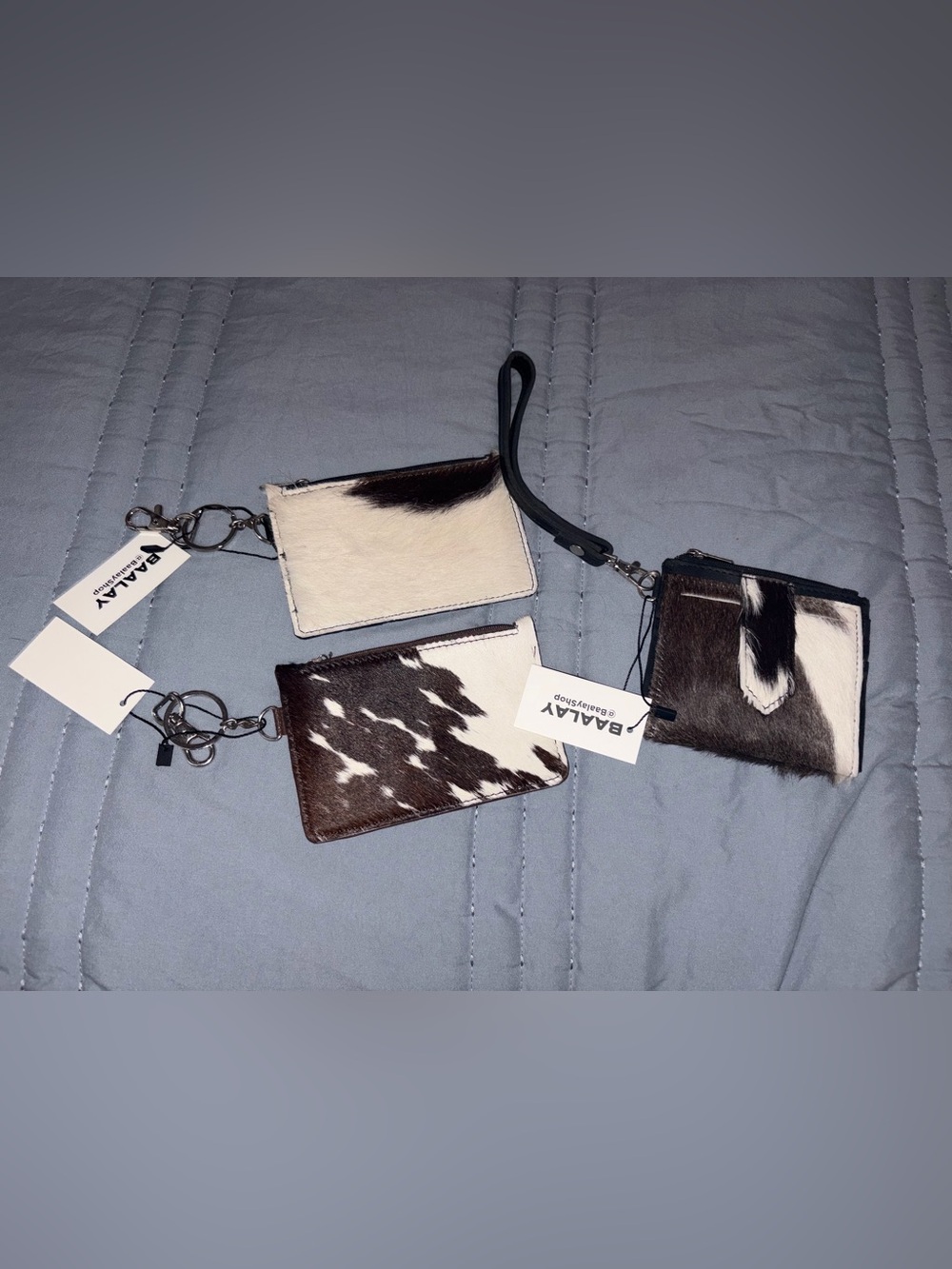 3 baalay Brown & White real Cowhide and genuine leather Wristlet Card Holders
